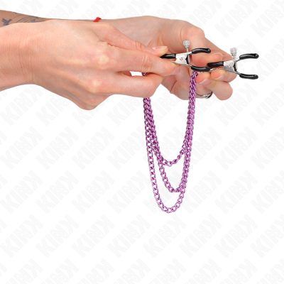 KINK Nipple Clamps With 3 Chains Purple 20/23/28cm - image 4