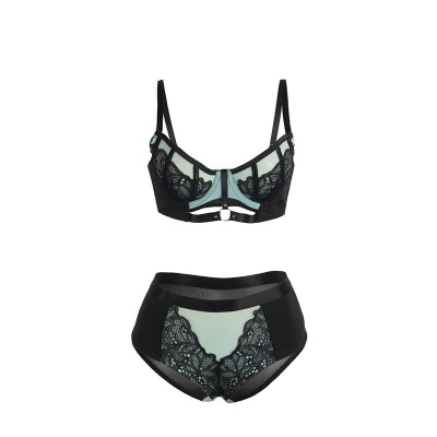 Subblime Green Lace Mesh Push-up Bra Set S/M - image 5