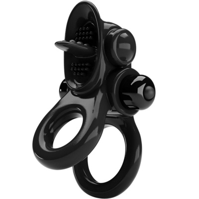 Pretty Love Passionate Double Vibrating Ring, Black