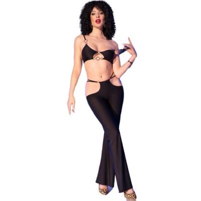Chilirose Black Top Leggings Set Gold Accessories S - image 3