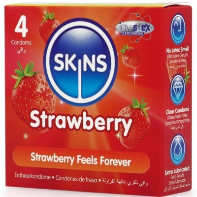 Skins Strawberry Premium Condoms Pack 4 - image 2