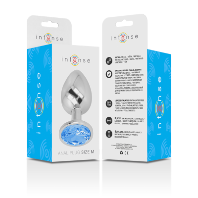 Intense - Aluminum Metal Anal Plug With Blue Glass Size M - image 6