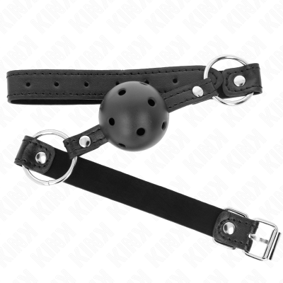 Kink Hollow Hard Ball Gag, Black, 4.5cm, 63.5x2cm - image 2