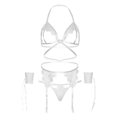 Leg Avenue Four-Piece Set Bra, G-String, Garter Belt, Cuffs - image 5