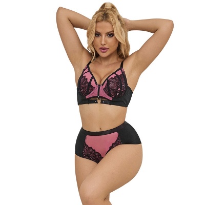 Subblime Pink Lace Mesh Push-up Bra Set L/XL