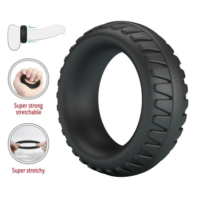 CRAZY BULL - Merritt Textured Silicone Cock Ring Black - image 6