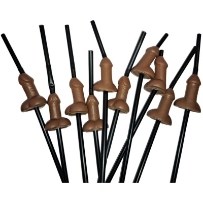 Diablo Picante Bag of 10 Black Big Penis Straws Diablo Picante Bag of 10 Black Big Penis Straws