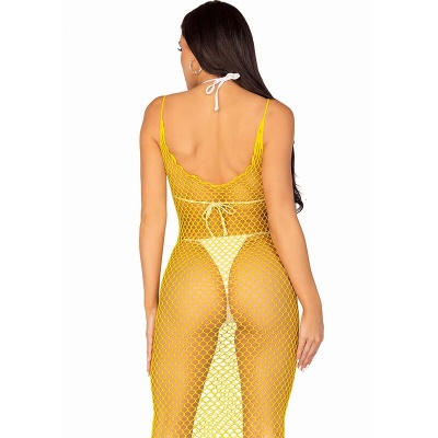 LEG AVENUE Long Net Dress Yellow One Size - image 3