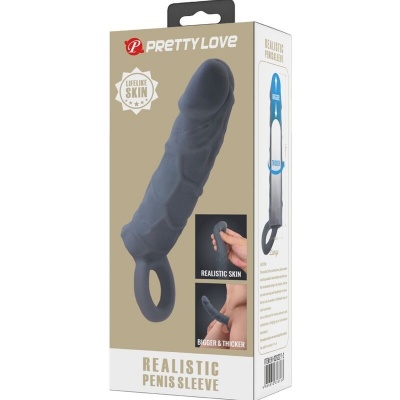 Pretty Love Realistic Penis Sleeve Dark Grey - image 6