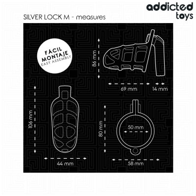 Addicted Toys Locked Silver Lock Metal Penis Cage Size M - image 5