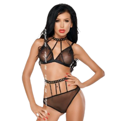 Me-Seduce Dotty Set Two Pieces Black S/M Me-Seduce Dotty Set Two Pieces Black S/M