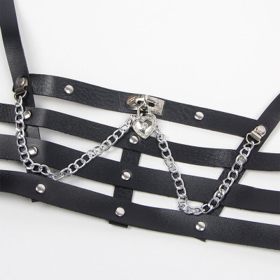 Subblime Leather Corset Harness Chain Detail - image 4