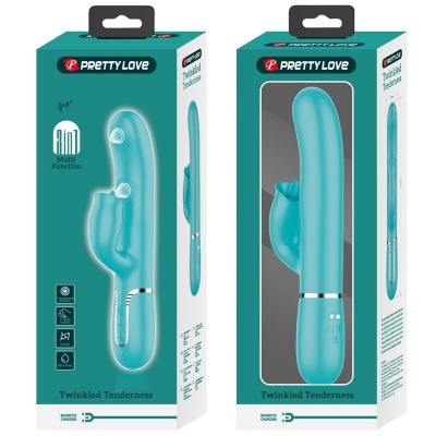 Pretty Love Rabbit Licking Vibrator Aqua Green - image 4