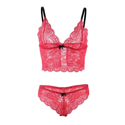 Subblime 953898 Silk Lace Nightgown + Panties Red S/M - image 7