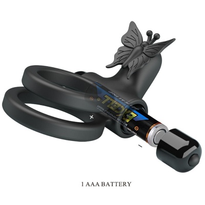 Pretty Love Double Vibrating Ring Black Stimulator - image 8