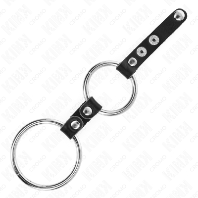 Kink Double Penis Ring 3.8 Cm to 5 Cm Connected by Leather - image 3