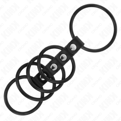 Kink 5 Silicone Penis Rings 3.8 Cm to 4.8 Cm Connected by Leather - image 3