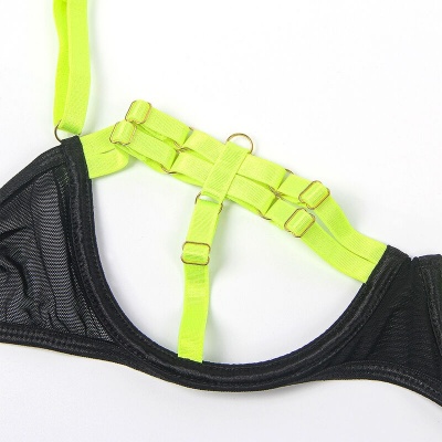 Subblime Fluorescent Green Bra Set Necklace S/M - image 8