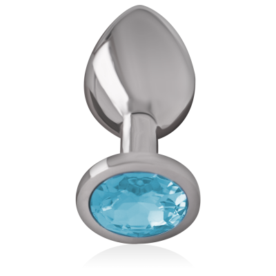 Intense - Aluminum Metal Anal Plug With Blue Glass Size M - image 2