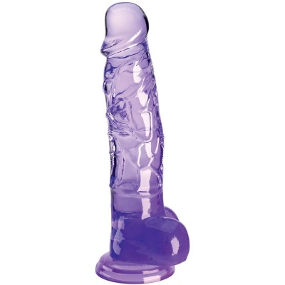 King Cock Clear Realistic Penis with Balls 16.5cm Purple