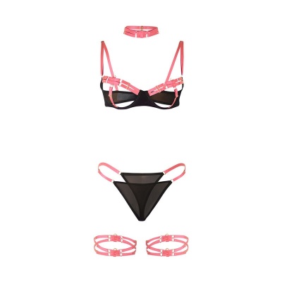 Subblime Fluorescent Pink Bra Set Necklace L/XL - image 5