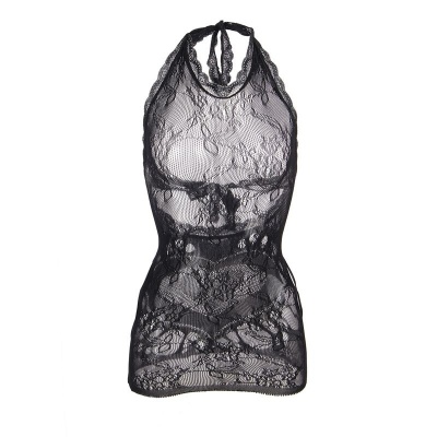 Subblime Short Fishnet Dress w/ Open Back & Heart, Black - image 5