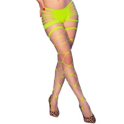 CHILIROSE Cr 4867 Neon Green Fishnet Tights With Holes - image 1