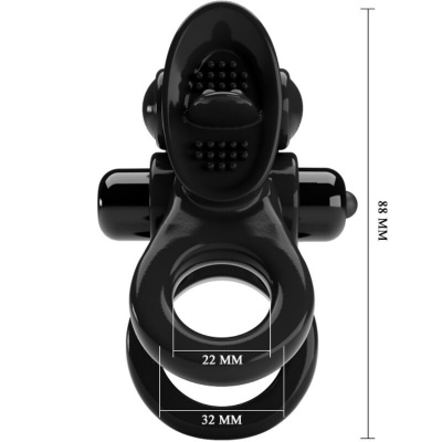 Pretty Love Passionate Double Vibrating Ring, Black - image 4
