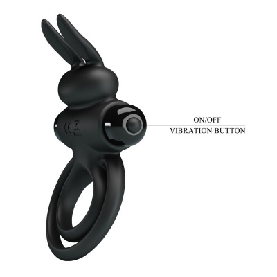 Pretty Love Black Rabbit Vibrator Ring III - image 7