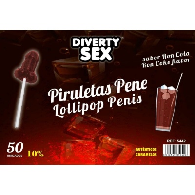 Diablo Goloso Penis Lollipops Rum Cola 50-Pack Diablo Goloso Penis Lollipops Rum Cola 50-Pack