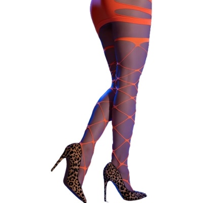 Chilirose CR 4706 Cabaret Tights Orange S/M - image 2