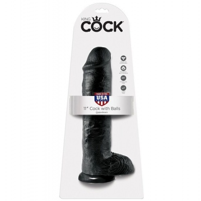 King Cock Black Dildo with Balls, 28 CM - image 5