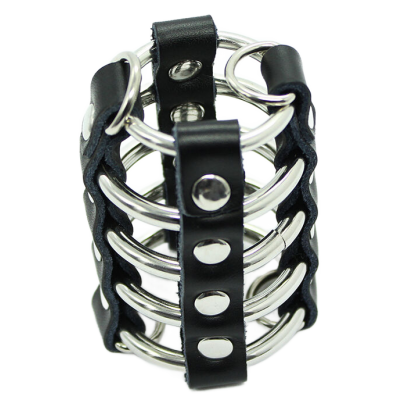 OHMAMA Fetish - Penis Cage With Metal Rings And Leather Straps