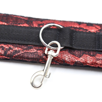 Ohmama Fetish Velvet Red Black Handcuffs - image 4