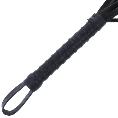 Black Bondage Whip With Leather Handle - image 2