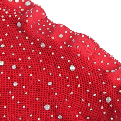 Subblime Fishnet Bodystocking w/ Gloves & Diamonds, Red - image 4