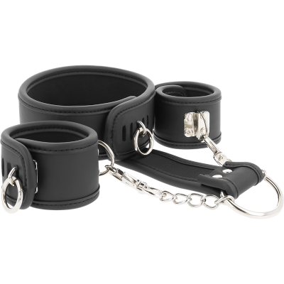 Fetish Submissive Vegan Leather Collar Cuffs Set - image 1