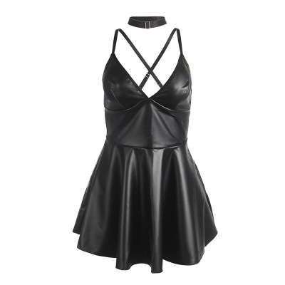 Subblime Black PU Leather Strappy Nightdress S/M - image 5