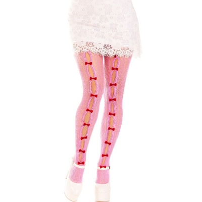 Leg Avenue Heart & Bows Fishnet Stockings Pink - image 1