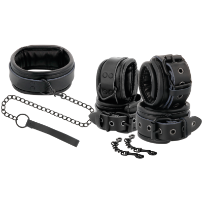 Darkness Black Leather Collar Cuffs Set - image 2