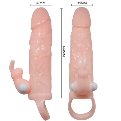 Baile Brave Man Penis Cover Rabbit Vibrator Flesh 16.5cm - image 4