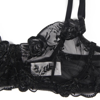 Sublime 3-Piece Lingerie Set Floral Black L/XL - image 12