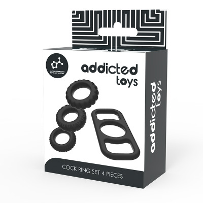 Addicted Toys Penis Ring Set, 4 Flexible Silicone Rings - image 7