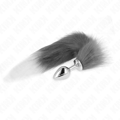 Kink Anal Plug M 8x3.5cm Synthetic Tail 40cm Grey White - image 2