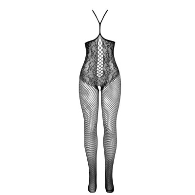 Subblime Open Cup Fishnet Bodystocking with Halter Neck, Black - image 4