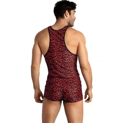 Anais Men Tribal Top XL - Red Animal Print - image 2