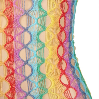 Subblime Rainbow Off-Shoulder Fishnet Dress, One Size - image 7