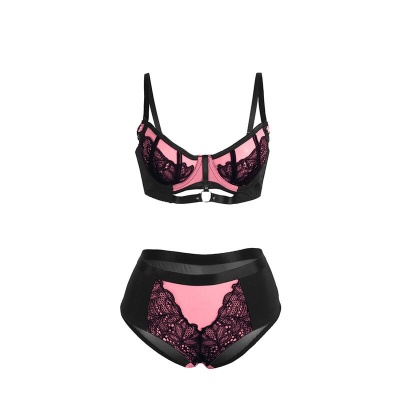 Subblime Pink Lace Mesh Push-up Bra Set S/M - image 5