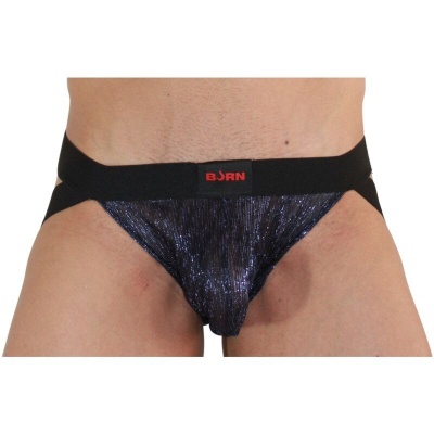 BURN 006 Shiny Jockstrap Blue/Black M - image 2