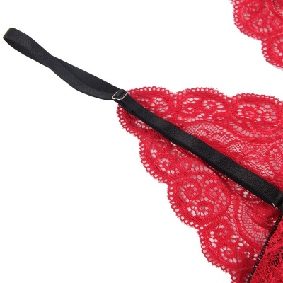 Subblime 953898 Silk Lace Nightgown + Panties Red S/M - image 12